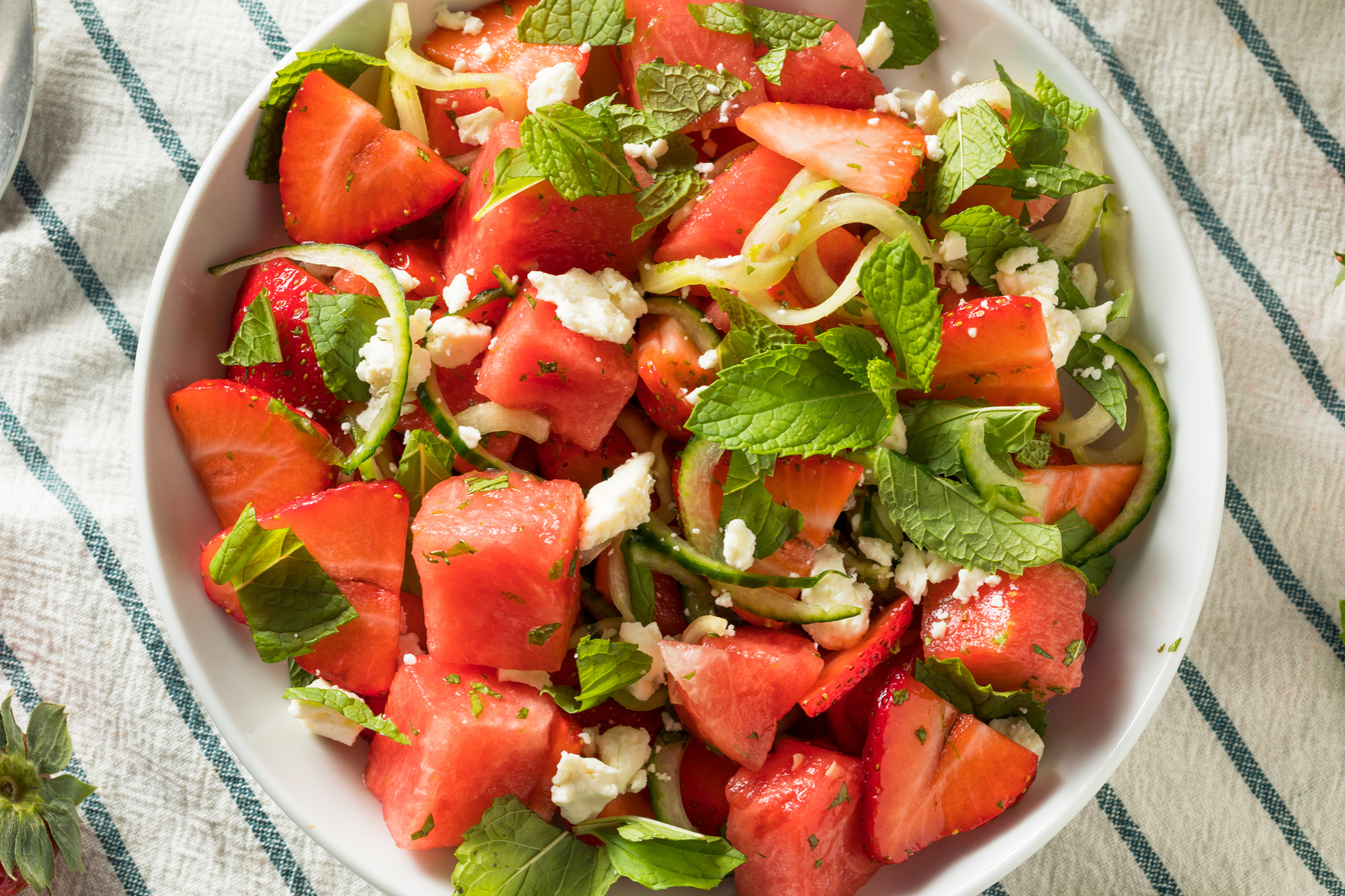 Homemade Raw Feta Watermelon Salad